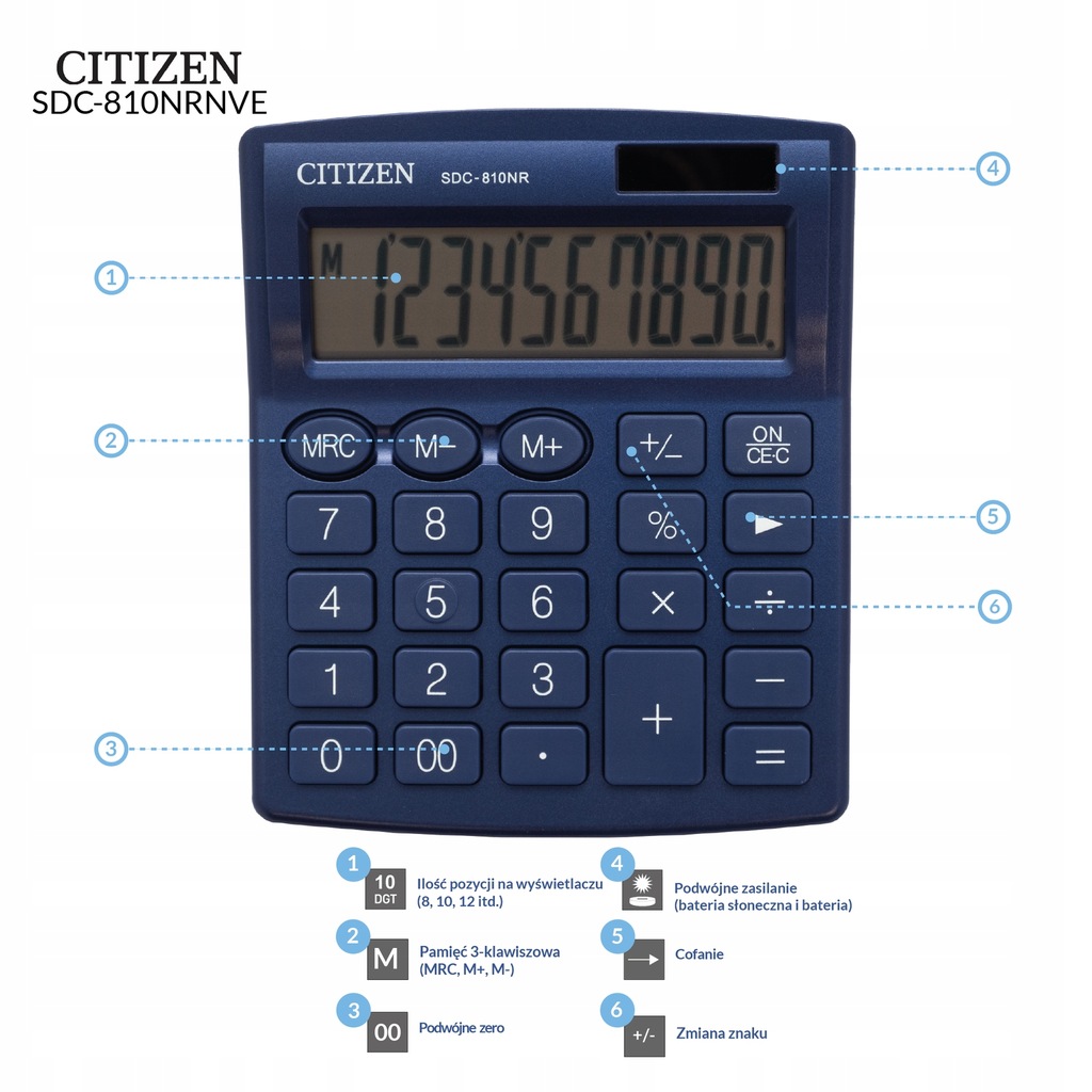 Купить Калькулятор офисный CITIZEN SDC-810NRNVE 10-значный: отзывы, фото, характеристики в интерне-магазине Aredi.ru