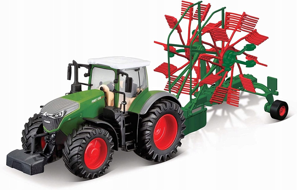 Traktor Fendt 1050 z przewracarką do siana Bburago