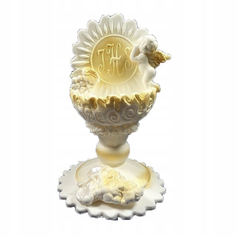 DEKORACJA NA TORT KOMUNIA KIELICH DUŻY ZŁOTY