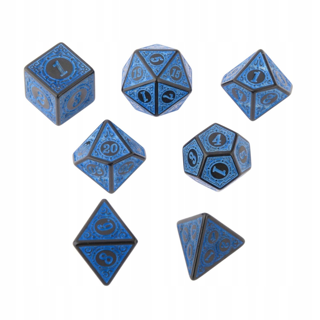 7 Pack Different Number of Faces Acrylic Dice Game Props Educational Blue