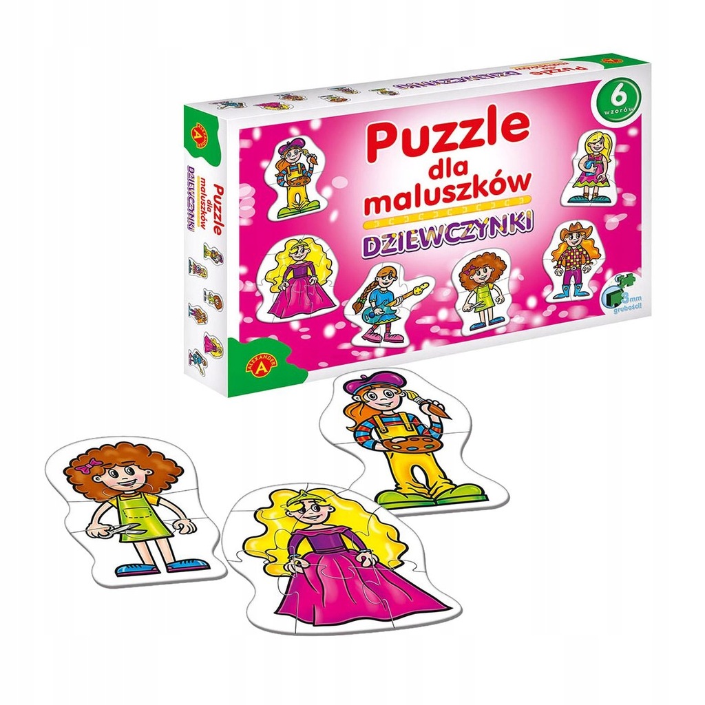 PIERWSZE PUZZLE BABY DZIEWCZYNKI 6 WZORÓW 27 EL 2+