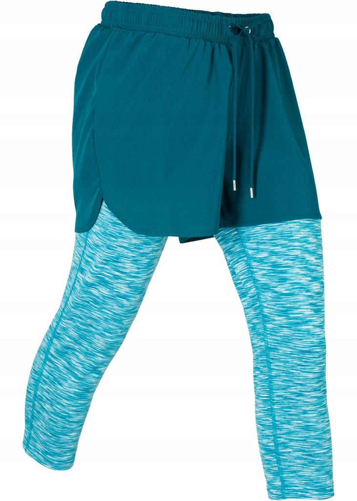 Z6391 LEGGINSY 3/4 SPORTOWE 2W1 TURKUSOWE R.40/42