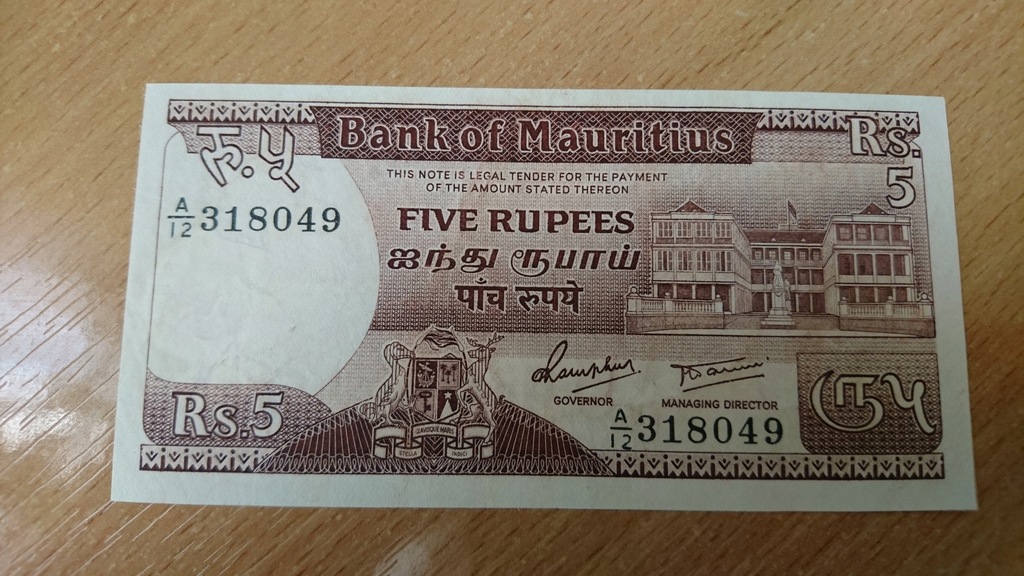 Mauritius 5 rupii 1986