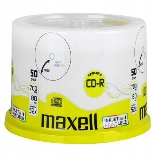 * MAXELL PRINTABLE płyty CD-R 700MB 80MIN cake 50