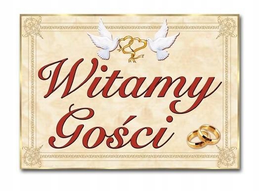 Plakat Witamy Gości Duży 48x68cm Gołąbki Wesele