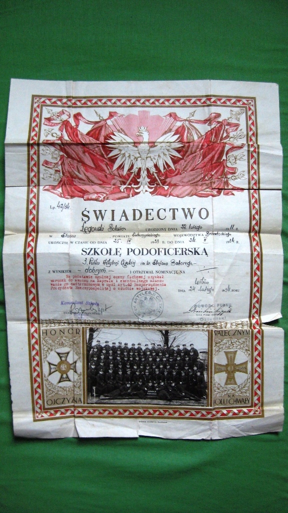 SWIADECTWO SZKOLE PODOFICERSKA 3 P.A.C.