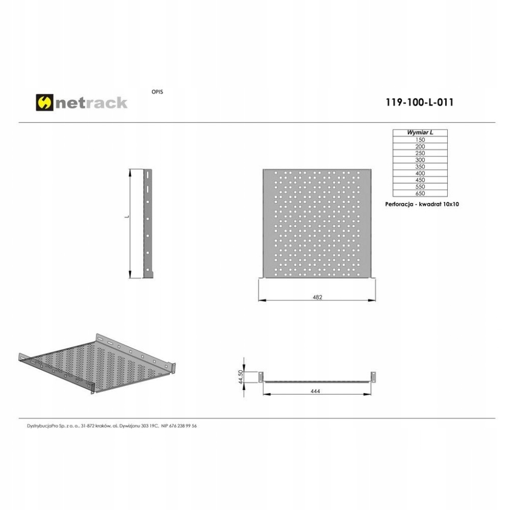 Купить Netrack polka 19 1U/350мм, серый: отзывы, фото, характеристики в интерне-магазине Aredi.ru