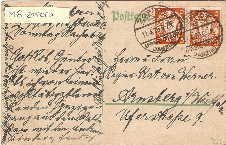 Danzig M6 - stempel ZOPPOT e