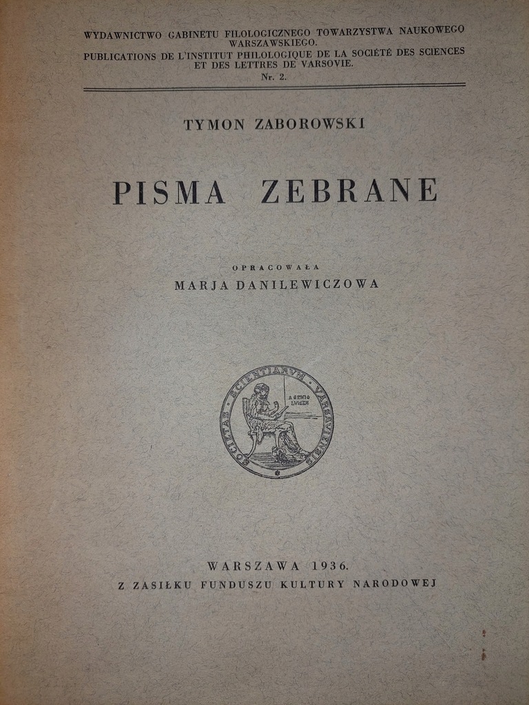 Tymon Zaborowski Pisma Zebrane 1936