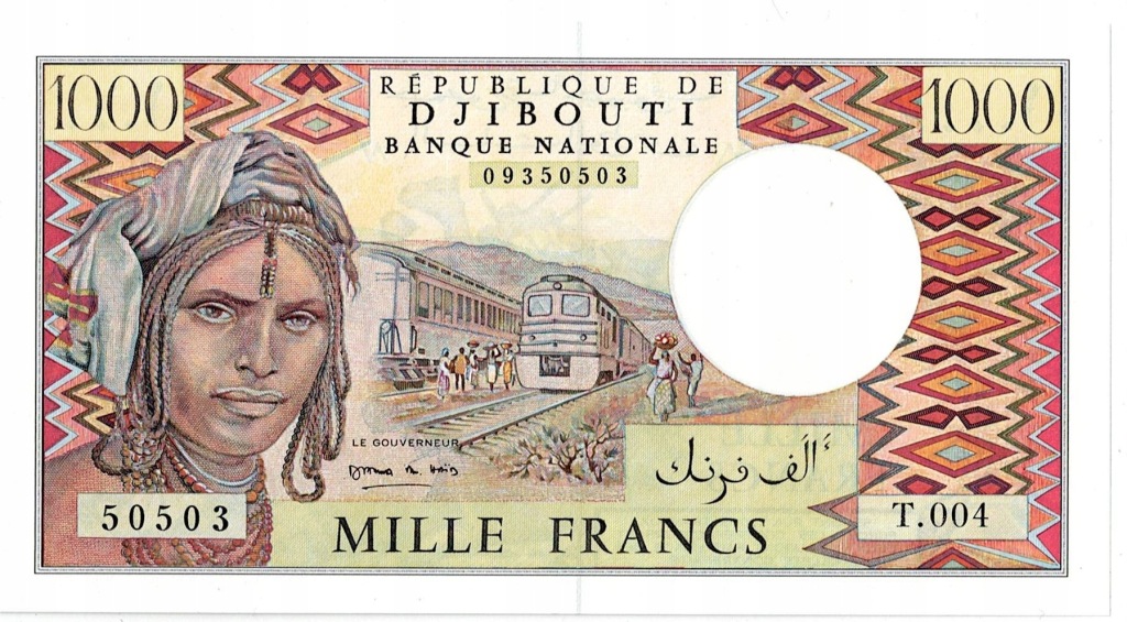 Banknot, Dżibuti 1000 franków 1991 stan 1