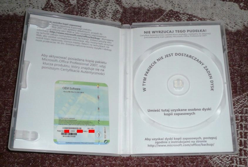 Купить ОРИГИНАЛЬНЫЙ Office Professional 2007 ПОЛЬСКИЙ: отзывы, фото, характеристики в интерне-магазине Aredi.ru