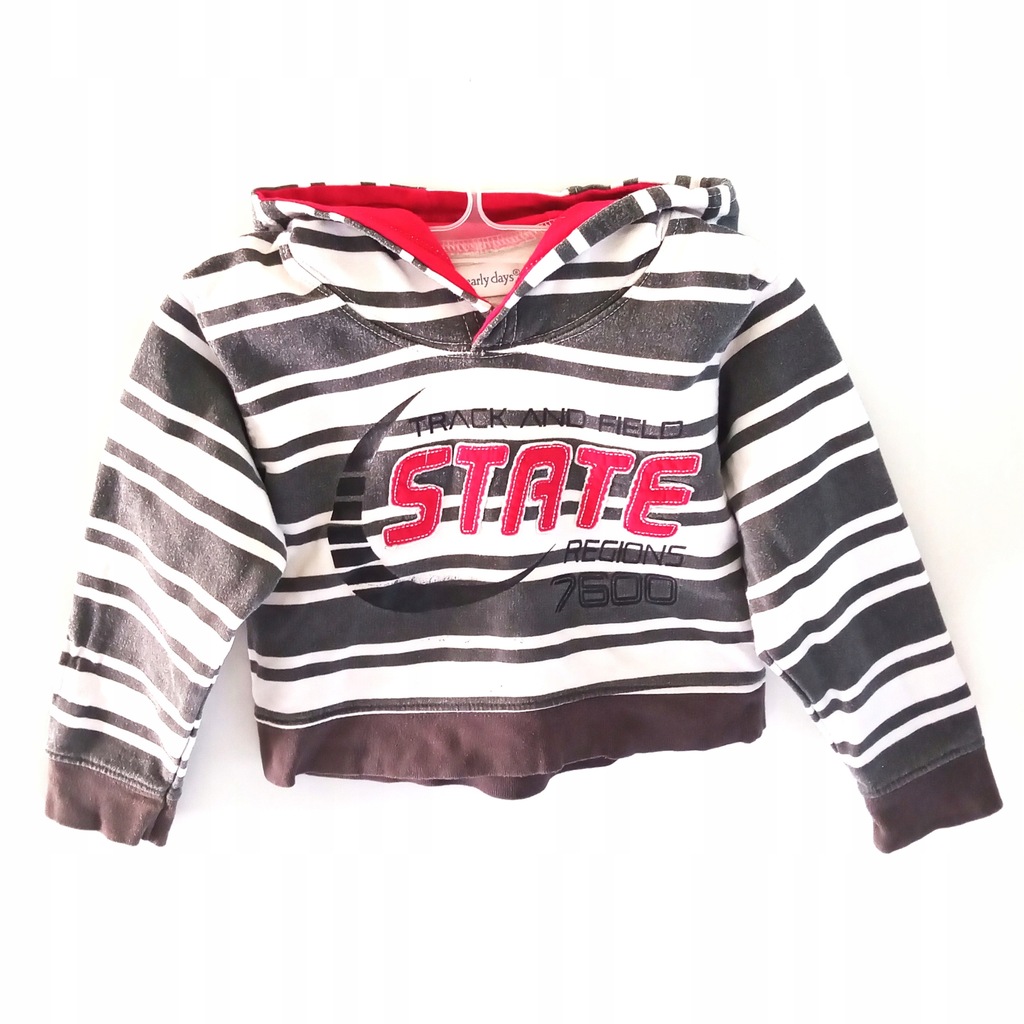 Bluza z kapturem CHŁOPIĘCA W PASY NAPISY roz. 86-92 cm A1767