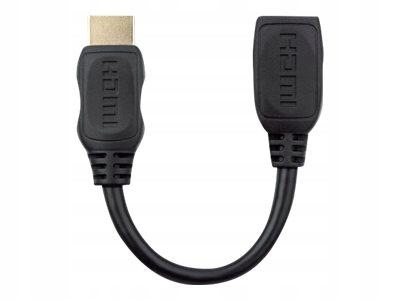 Kabel / Przedłużacz Manhattan HDMI-HDMI M/F Ethernet 4K*60Hz 0,2m, czarny