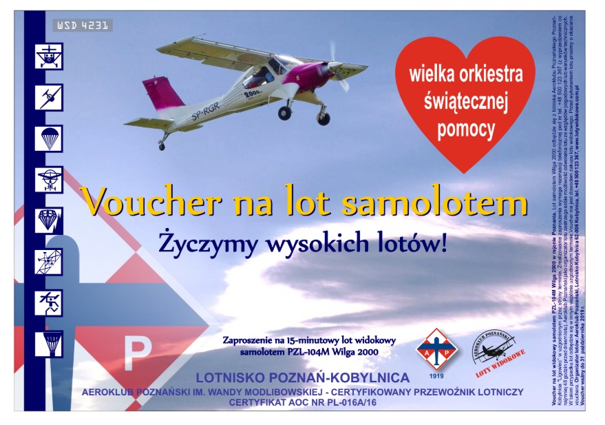 Voucher na 15 minutowy lot samolotem dla 3 osób