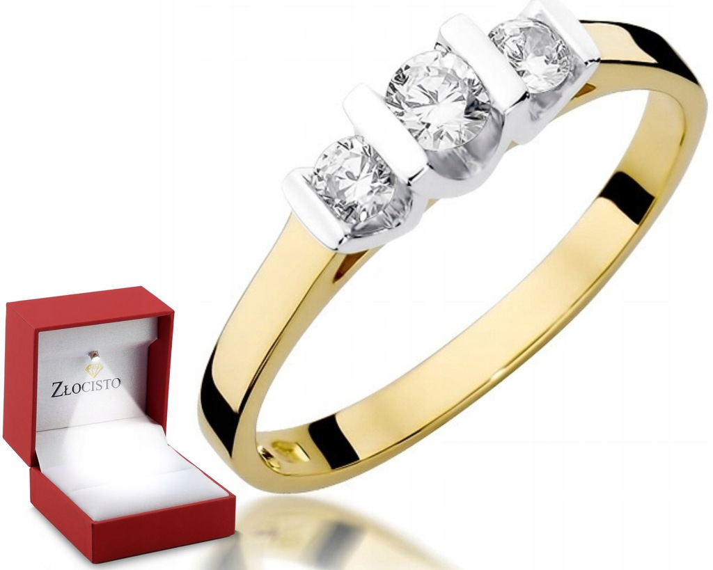 Złoty pierścionek z brylantami 0,31 CT 585 GRAWER
