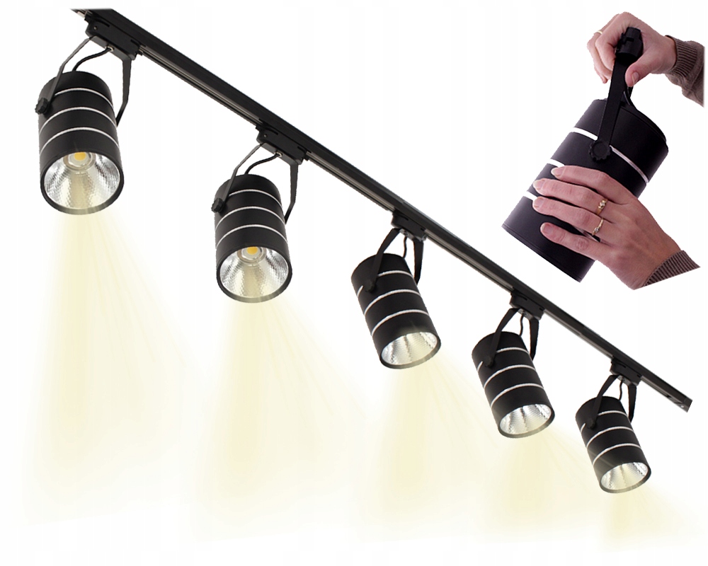 Lampa na prowadnicy z reflektorami ZESTAW 5szt