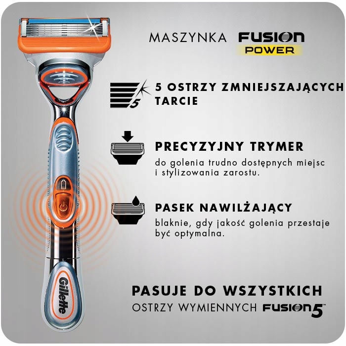 MASZYNKA DO GOLENIA GILLETTE FUSION POWER BATERIA - 8524382027 ...