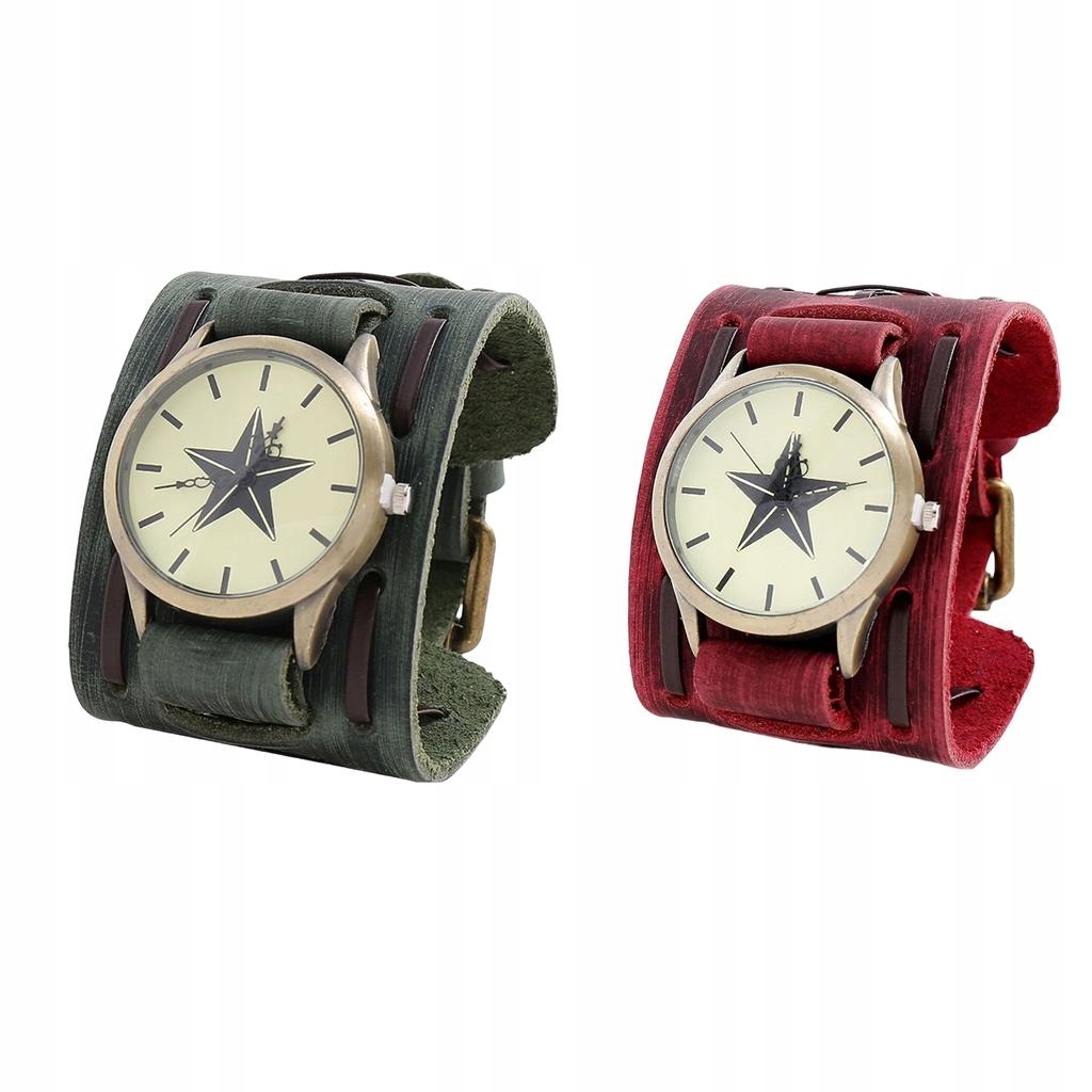 Vintage Watch, Punk Style Bracelet Watch Bangles Big Dial PU Red Green