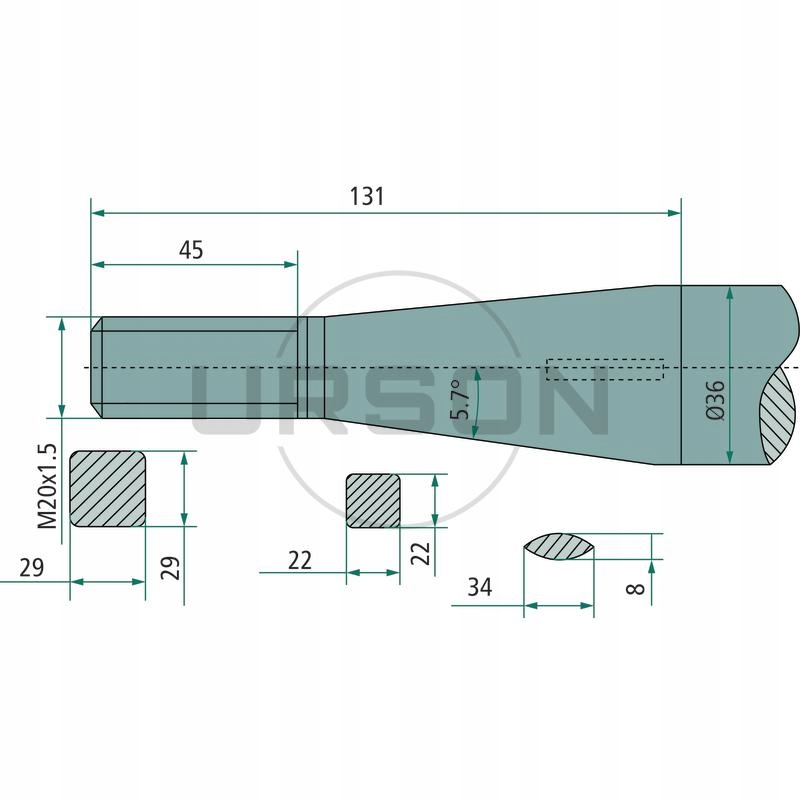 Ząb łyżki prosty M20 x 1,5 - długość 1100 mm