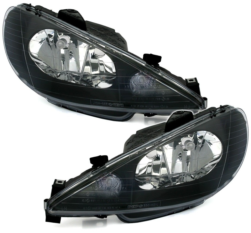 LAMPY PRZEDNIE PEUGEOT 206 9804 BLACK DEPO 7196584193