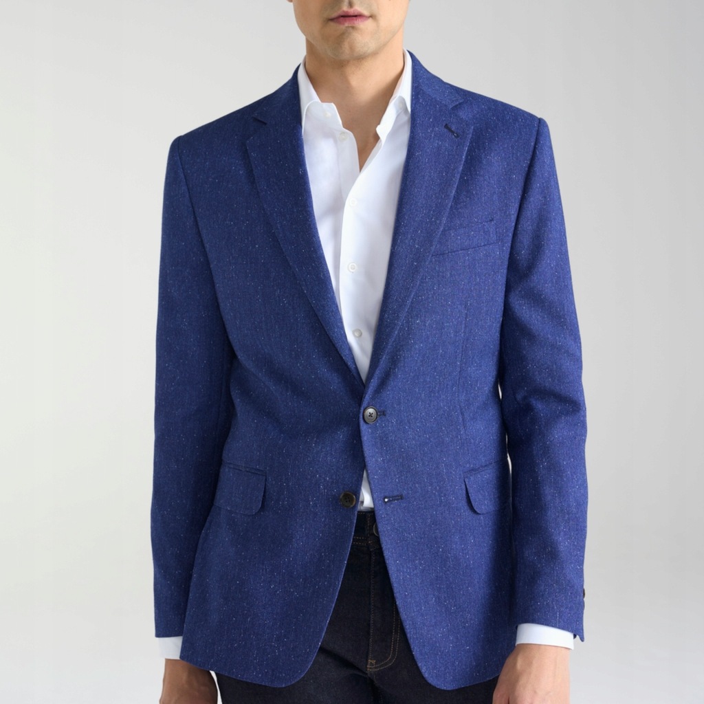 Niebieska melanżowa marynarka męska Slim Fit PAKO LORENTE 56