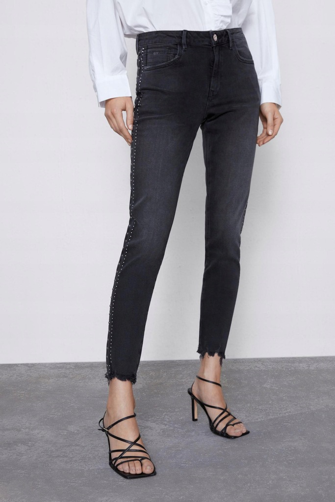 29G148 ZARA__XXZ SPODNIE JEANS ZDOBIENIE__XS