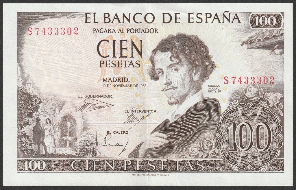 Hiszpania - 100 peset - 1965 - stan 2/3