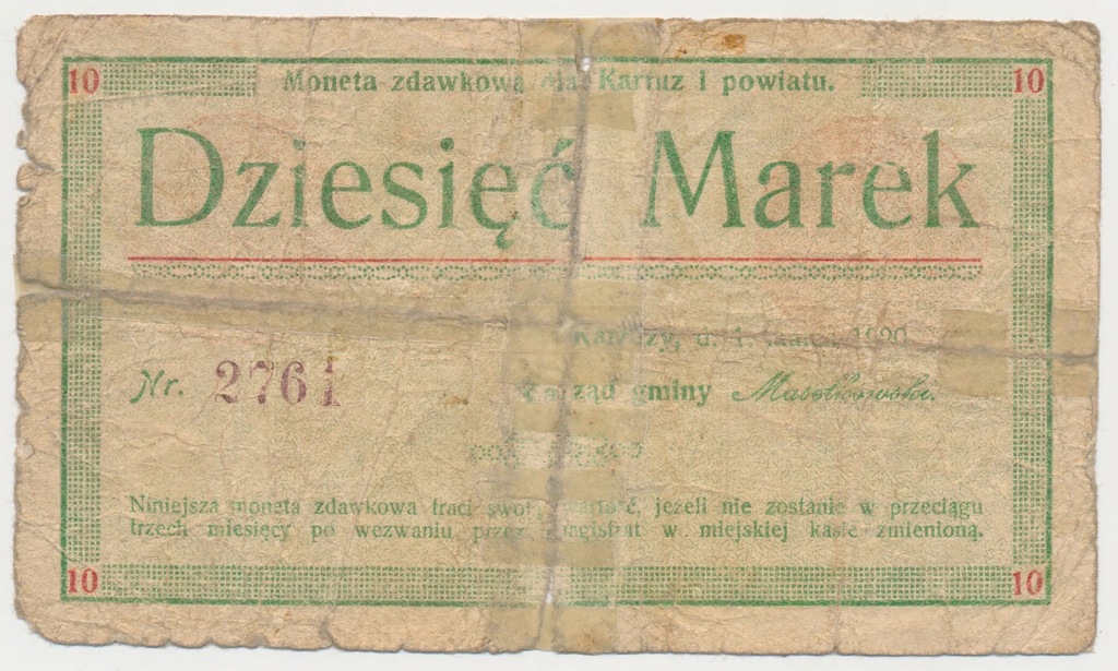 3400. Kartuzy, 10 mk 1920 st.5-6