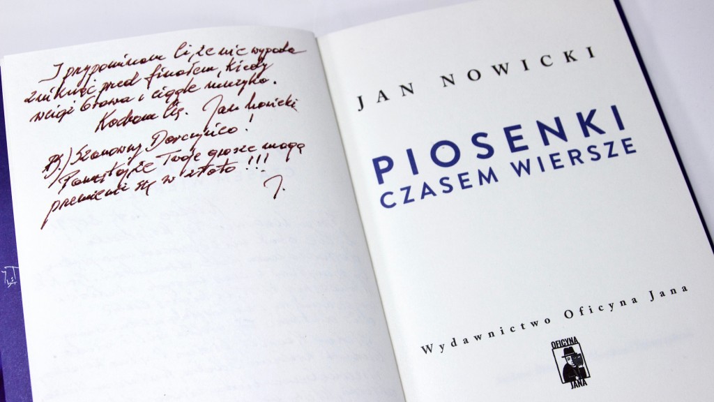 Książka "Piosenki czasem wiersze"  - Jan Nowicki