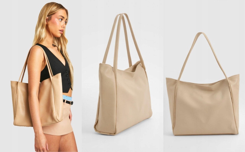 1A3B64 A02 BOOHOO BEŻOWA TOREBKA Z EKOSKÓRY