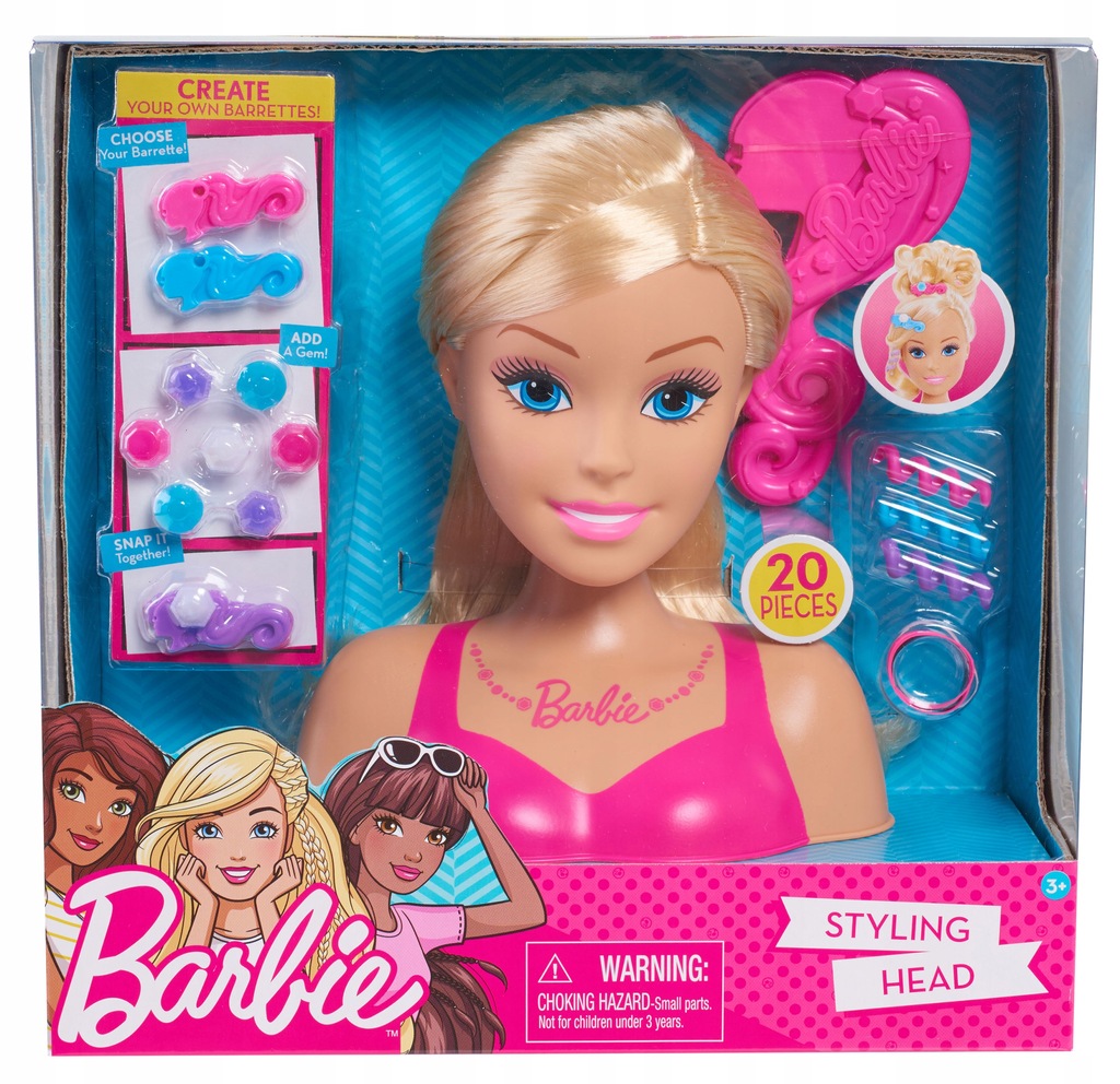 Barbie głowa do stylizacji - Zestaw 20 elementów