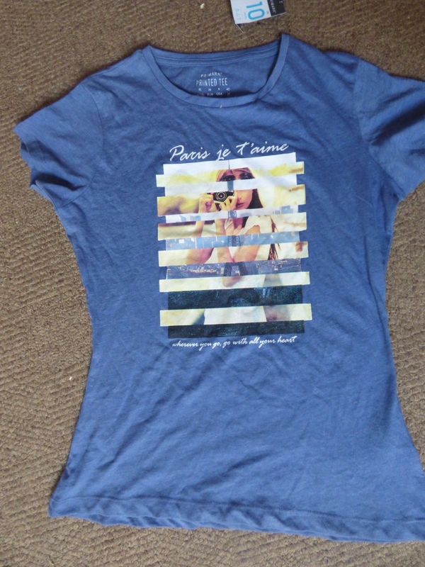 PRIMARK T-SHIRT INDIGO PARIS 40 12UK