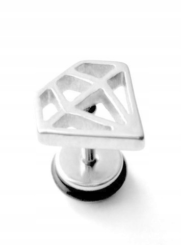 Kolczyk fake plug srebrny diament 10/10mm 316l