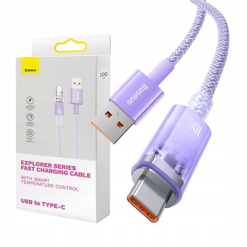 Kabel Baseus USB-A/USB-C 6A 2m (Fioletowy)
