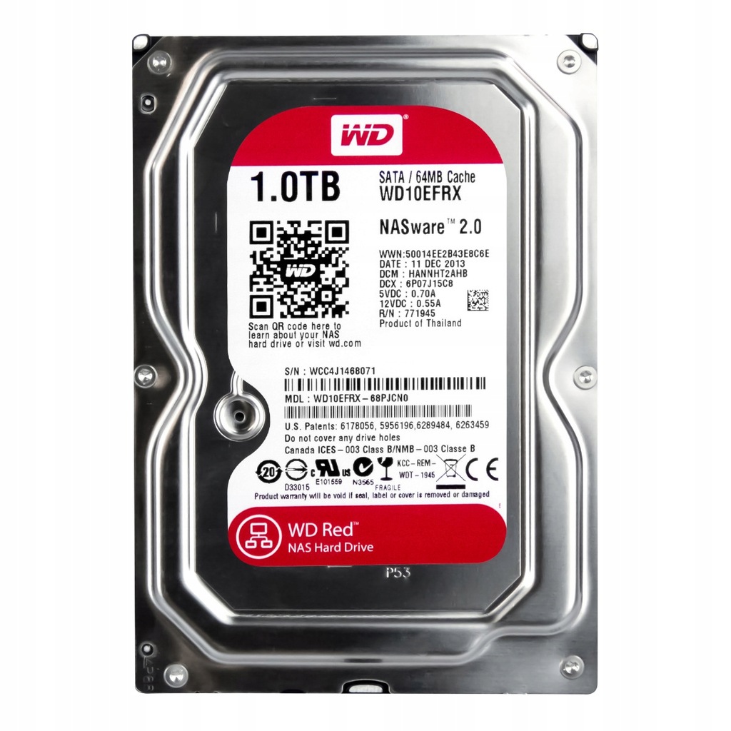 WD RED 1TB 5.4k 64MB SATA III 3.5'' WD10EFRX 2.0