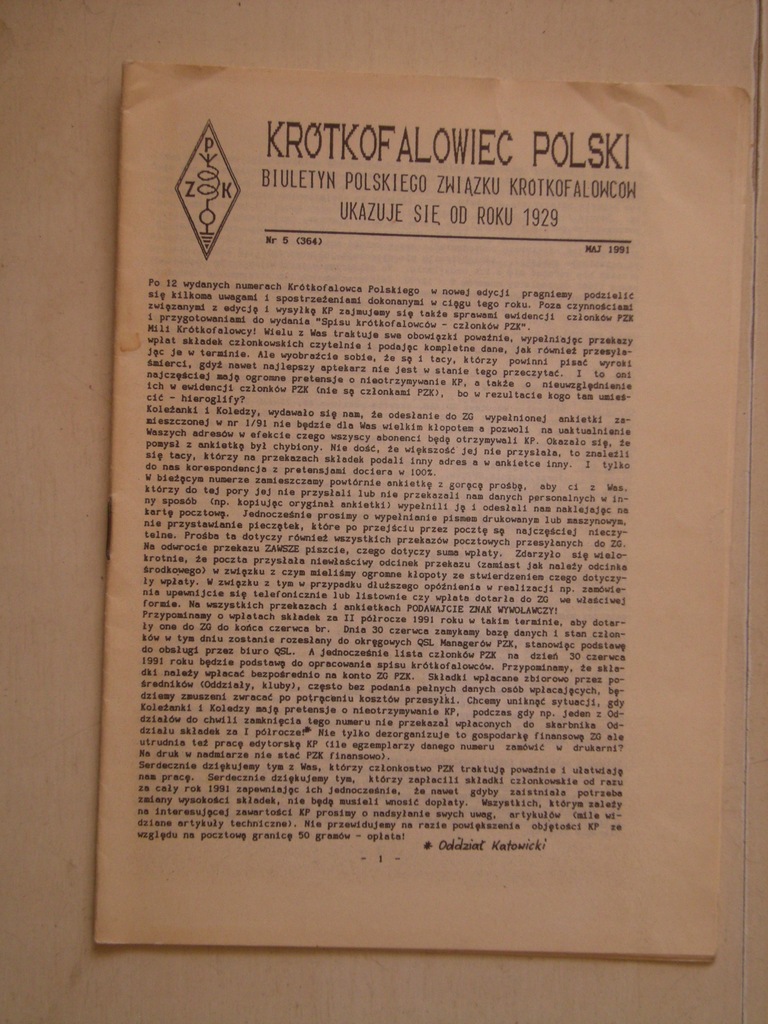 Krótkofalowiec Polski-5'1991r-spis