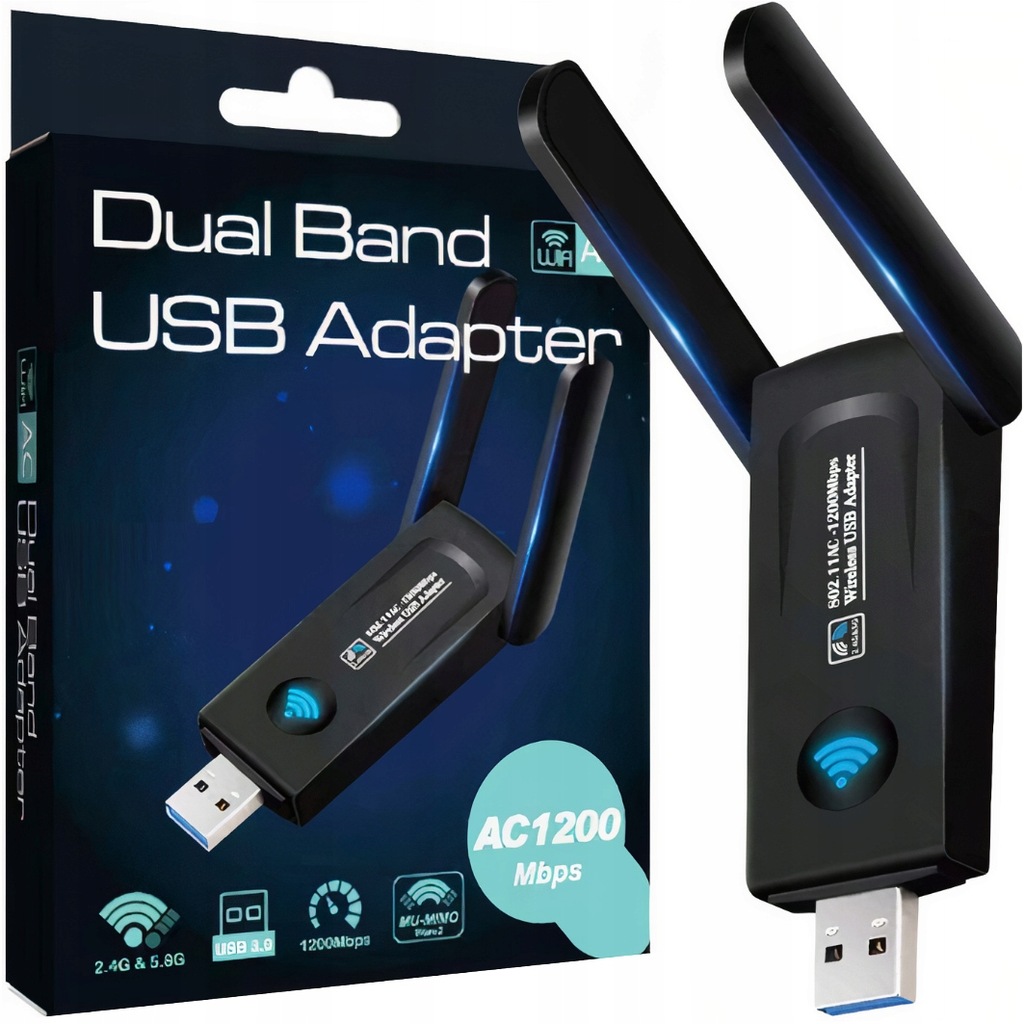 Купить АДАПТЕР СЕТЕВОЙ КАРТЫ WI-FI USB 3.0 1200 Мбит/с ДВОЙНОЙ: отзывы, фото, характеристики в интерне-магазине Aredi.ru