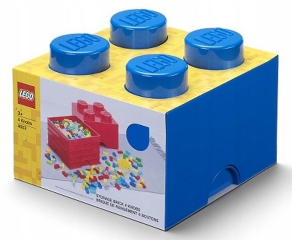 LEGO DUŻY POJEMNIK PUDEŁKO KLOCEK niebieski 25x25cm