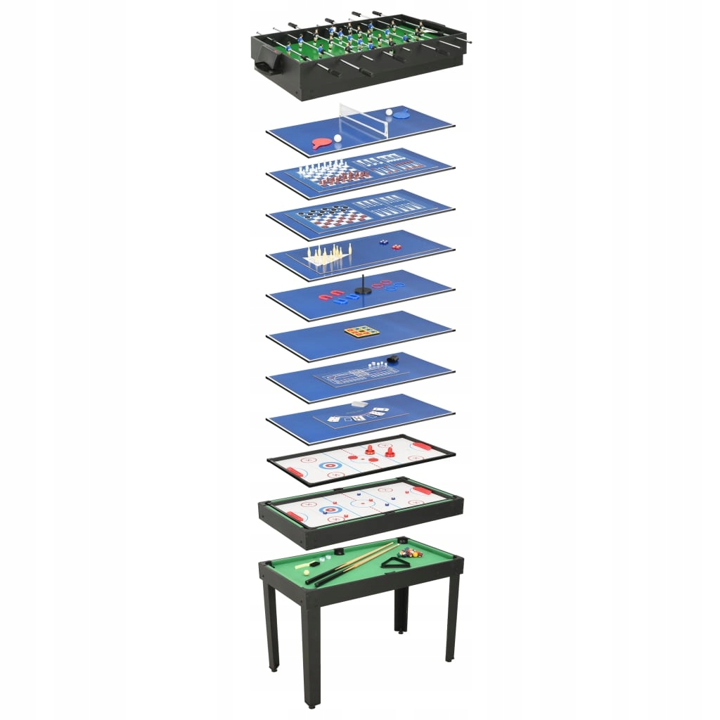 Stół do gier 15-w-1, 121x61x82 cm, czarny