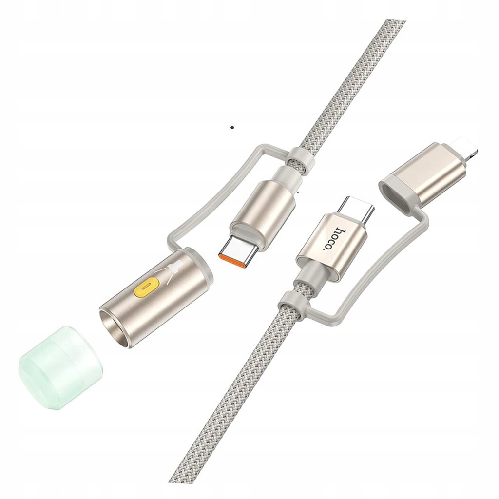 HOCO kabel All-in-one Typ C / Lightning do Typ C / LED Light PD 3A 60W 1,2m