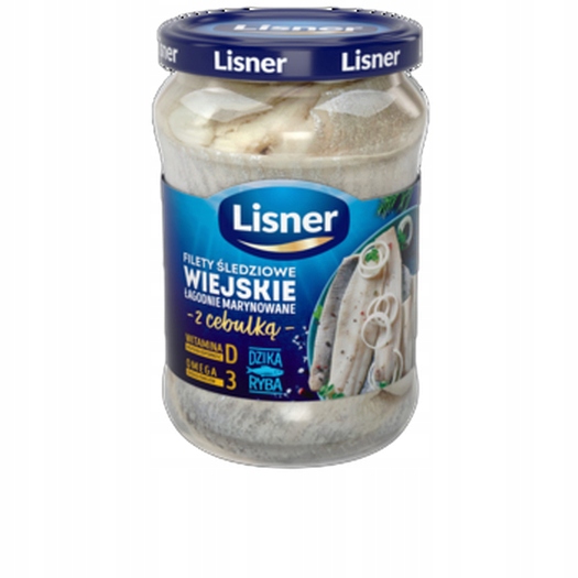 Śledź filety wiejskie z cebulką w oleju Lisner 600