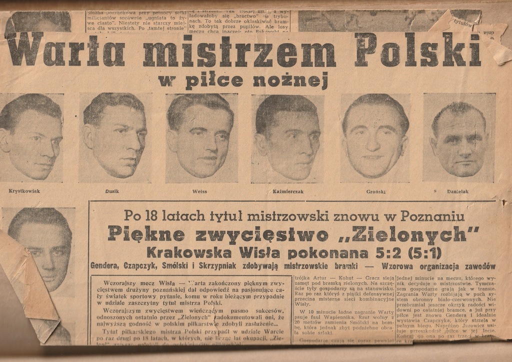 Sport - wycinki prasowe - lata '40/'50 - Poznań