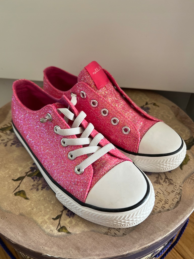 Nelli Blu Trampki buty sportowe brokat róż z efektem glitter różowe