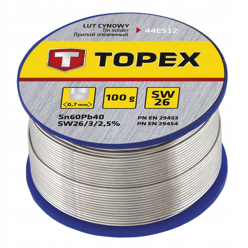 TOPEX Lut cynowy 60% Sn, drut 0.7 mm 100 g 44E512