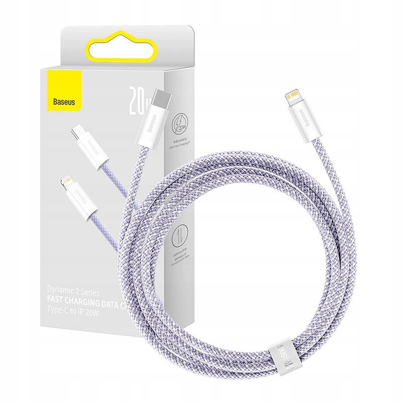 Kabel Baseus USB typ C - Apple Lightning 2 m fioletowy