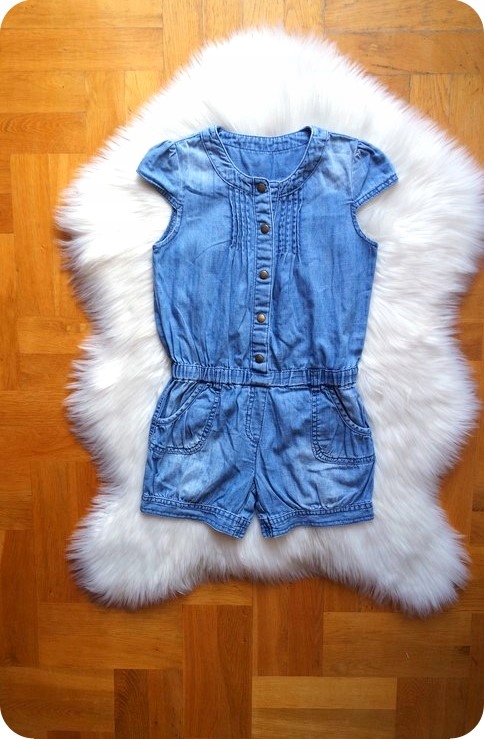 kombinezon JEANSOWY MODNY śliczny 122 6-7 L cudny