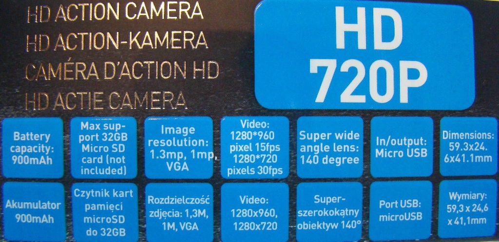 12498 GRUNDIG HD720P Kamera Sportowa