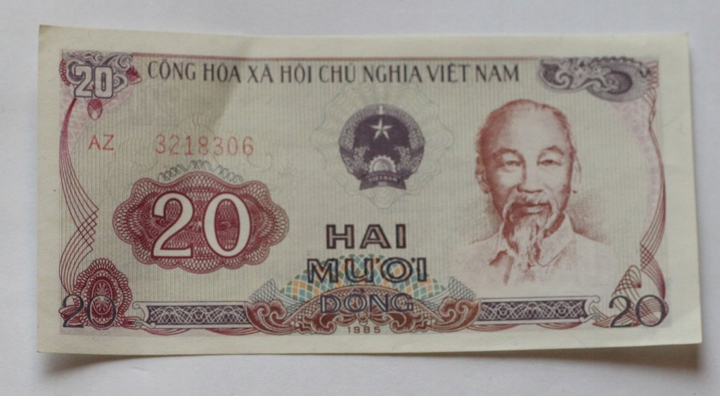 Banknot Wietnam 20 Dong 1985