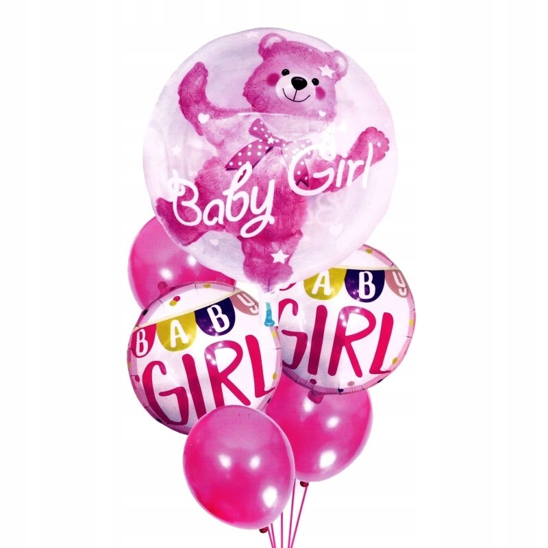 Balony na urodziny babyshower dziewczynki 6szt róż
