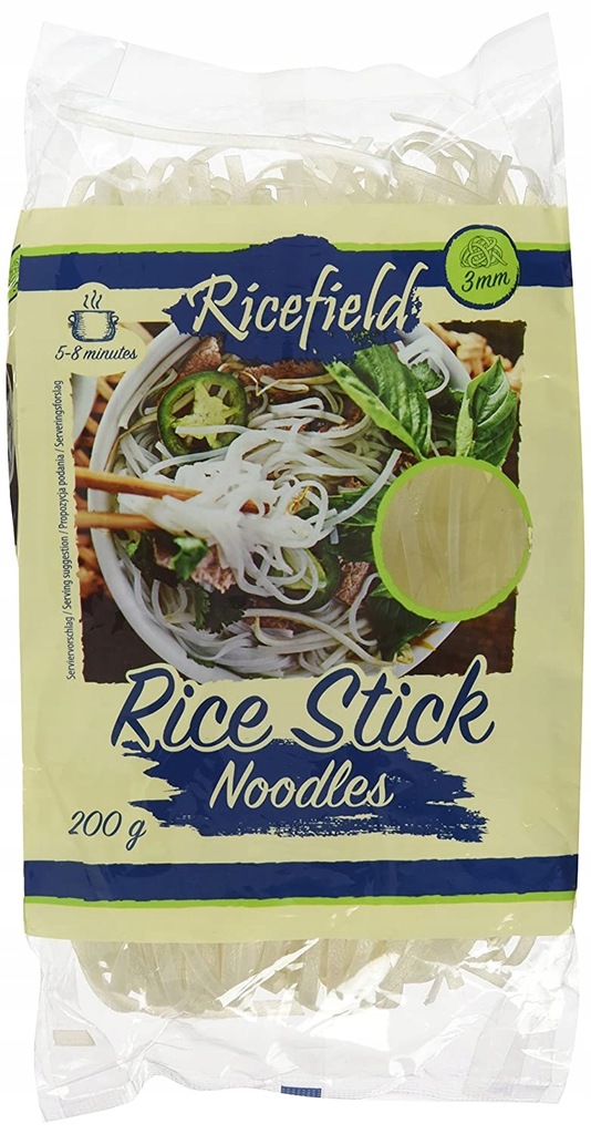 KRÓTKA DATA !!! SUPER CENA ! Makaron Ryżowy 3 mm RICEFIELD Rice Stick 200 g